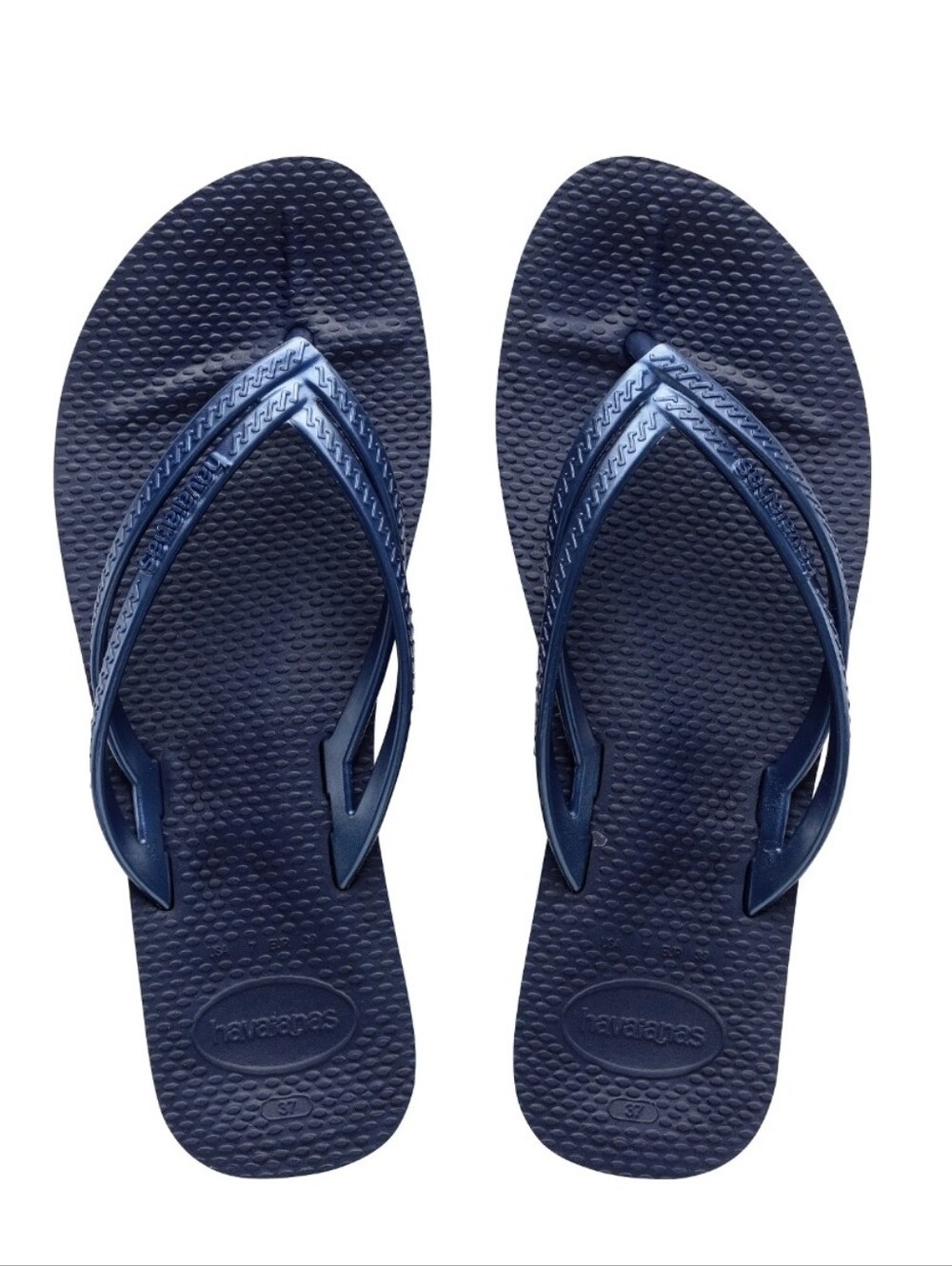 Havaianas Womens Wedge Flip Flops Size 12.5 Blue Metallic Outdoors Casual Travel